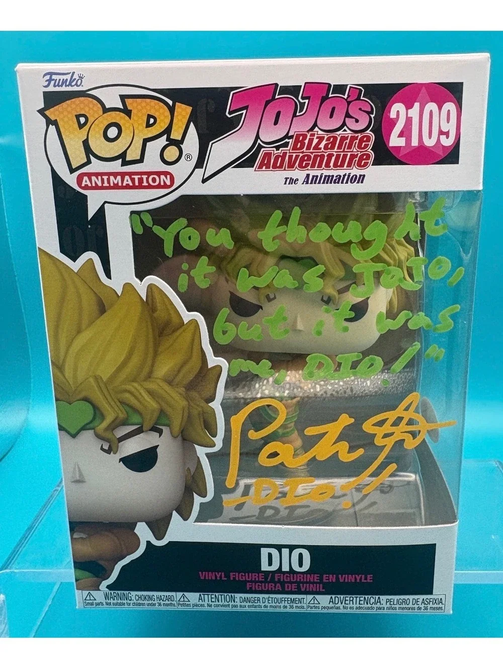 Patrick Seitz signed Dio JoJo's Bizarre Adventure Funko pop 2109 with JSA COA